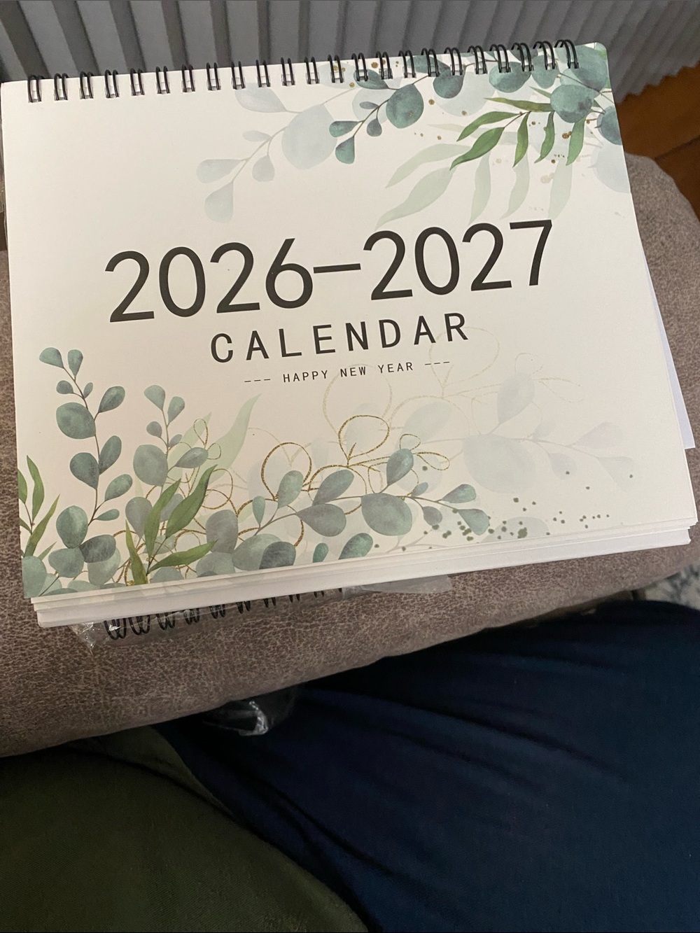 2026-2027 Standing Desk Calendar - Green Botanical with stickers